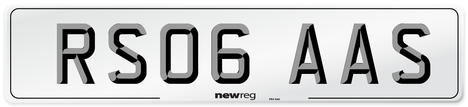 RS06 AAS Number Plate from New Reg